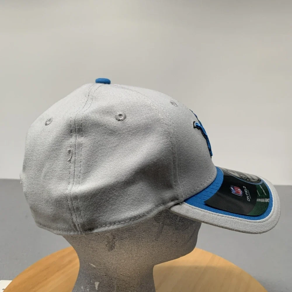 Detroit Lions New Era 39THIRTY Flex Fit Hat Cap Gray Blue NFL Training S/M NWT